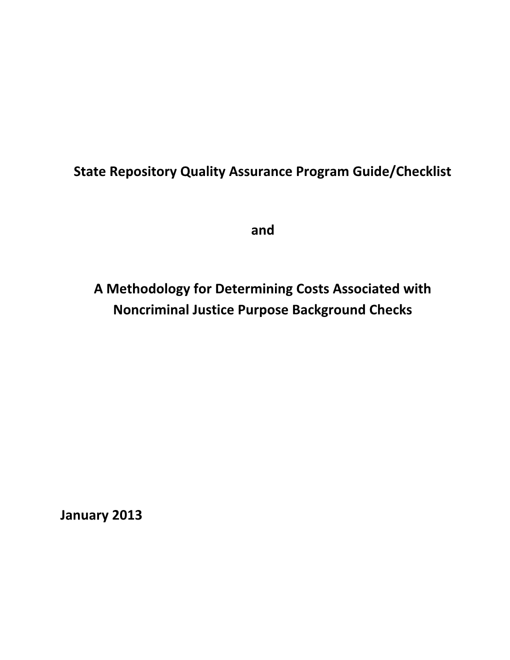 State Repository Quality Assurance Program Guide/Checklist