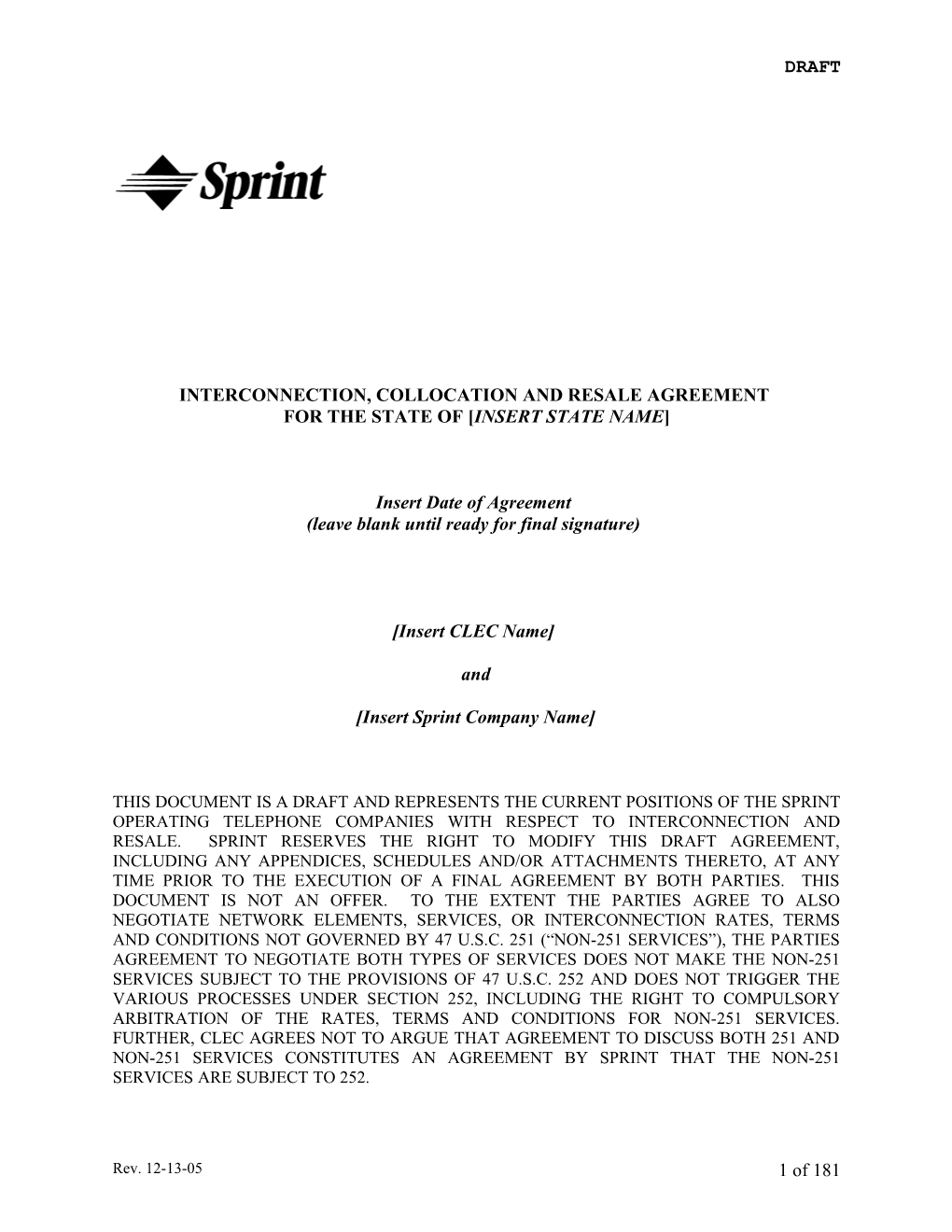 Interconnection, Collocation and Resale Agreement