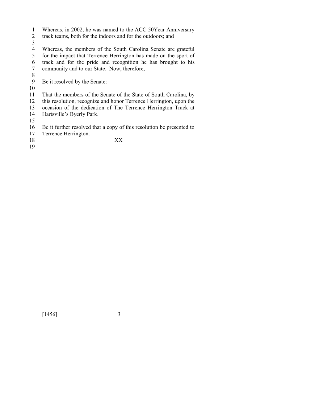 2009-2010 Bill 1456: Terrence Herrington - South Carolina Legislature Online