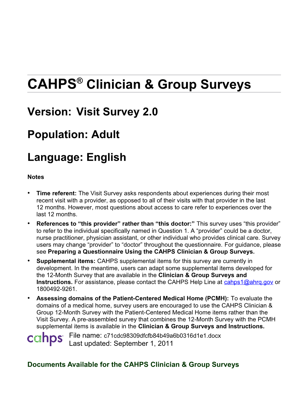 CG CAHPS Survey