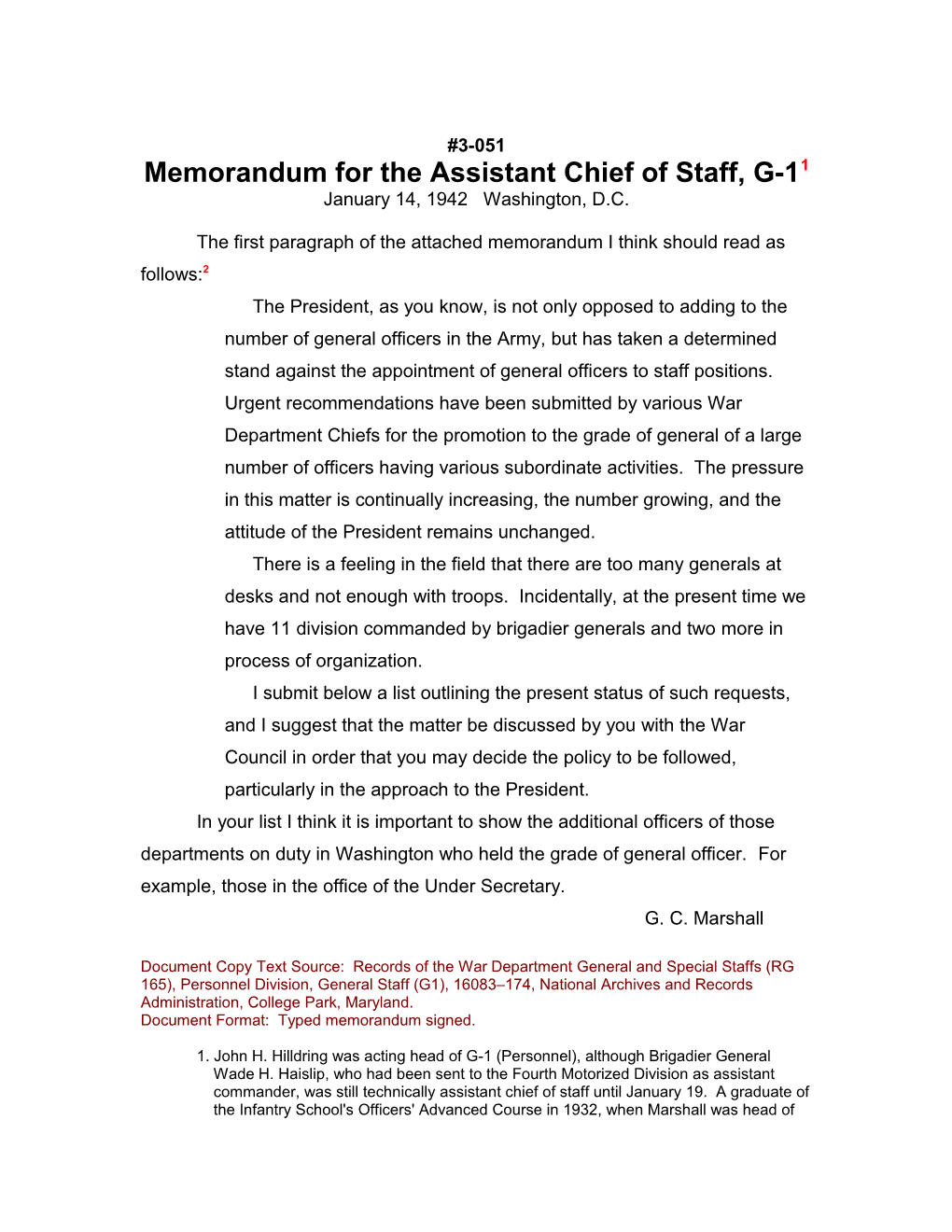 Memorandum for the Assistant Chief of Staff, G-11