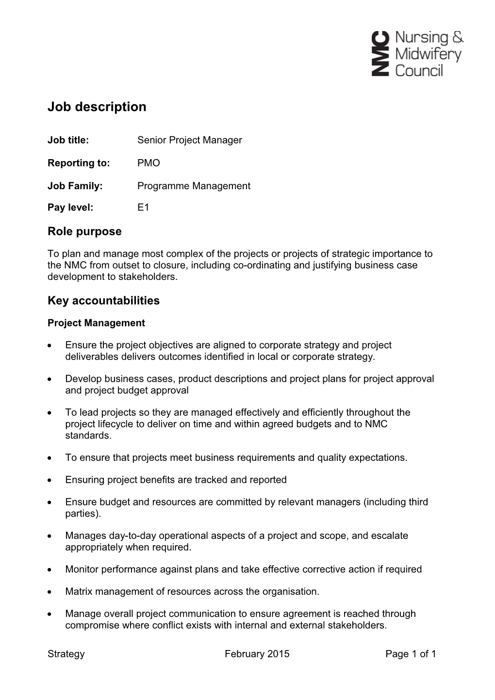 Job Title:Senior Project Manager