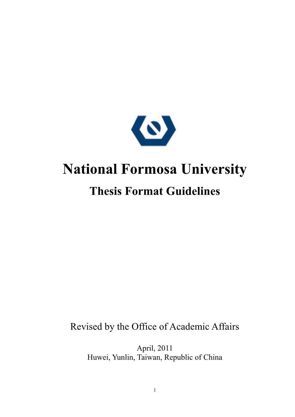 國立虎尾科技大學nfu Thesis Format Specifications