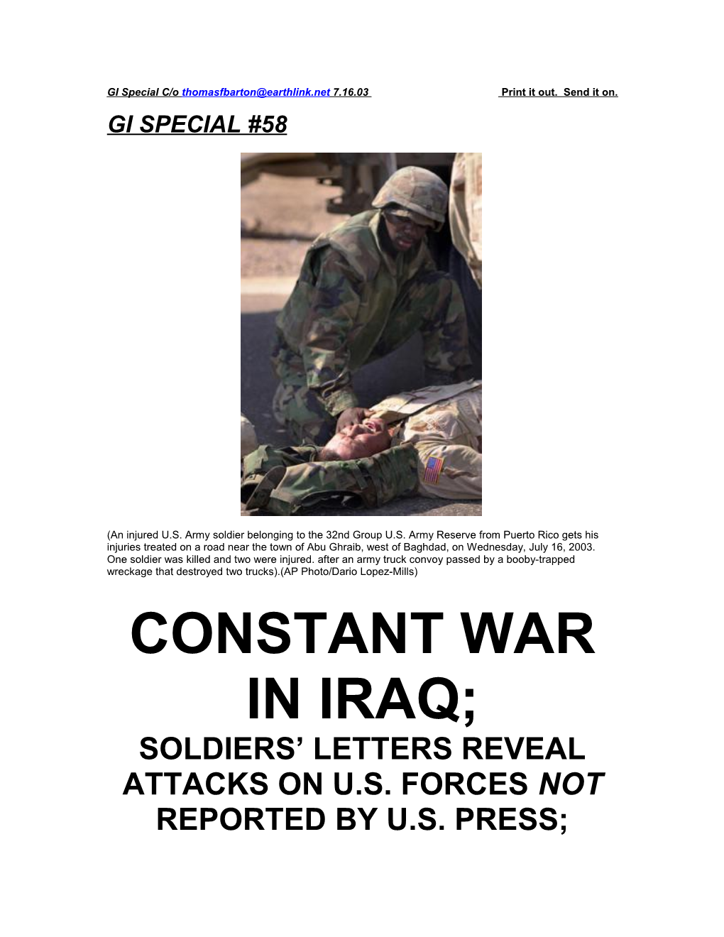 GI Special C/O 7.16.03 Print It Out. Send It On