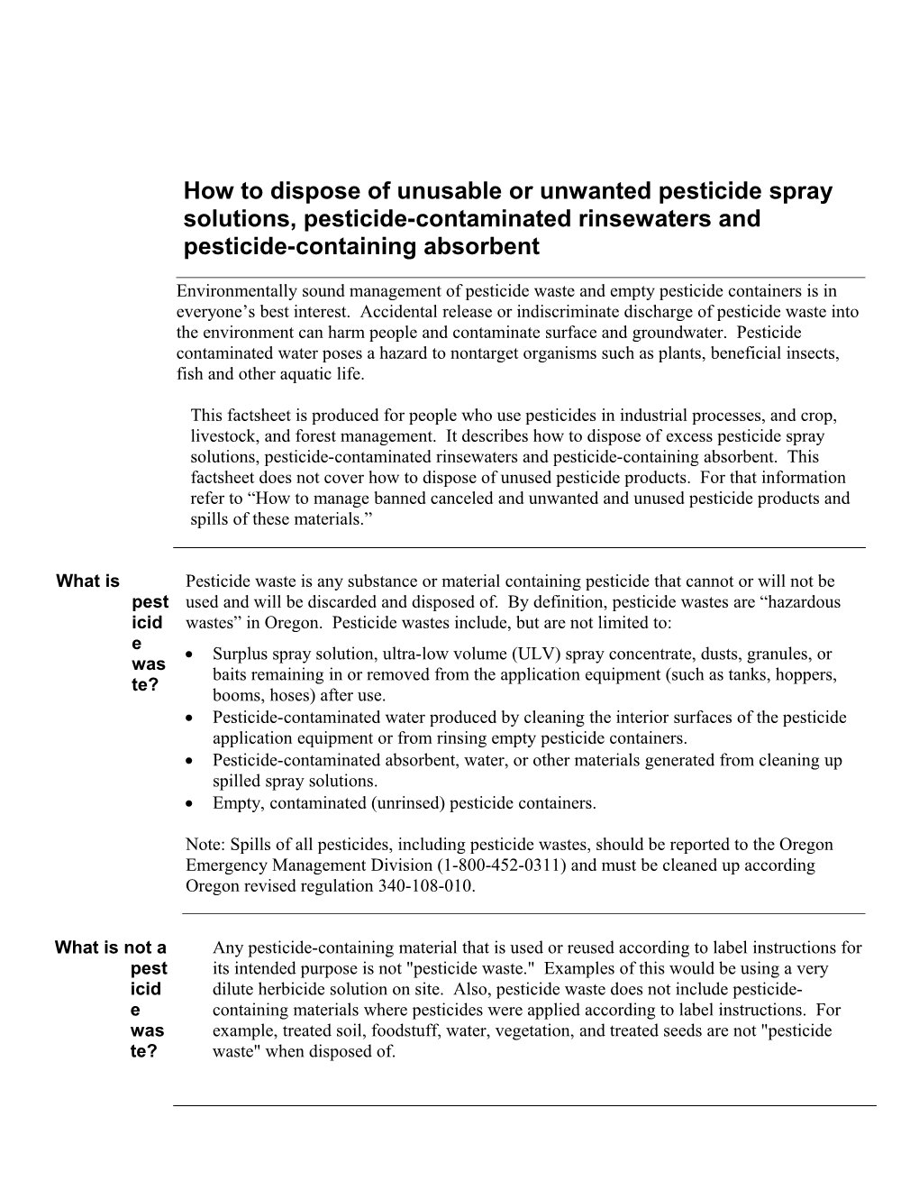 How to Dispose of Pesticide Wastes