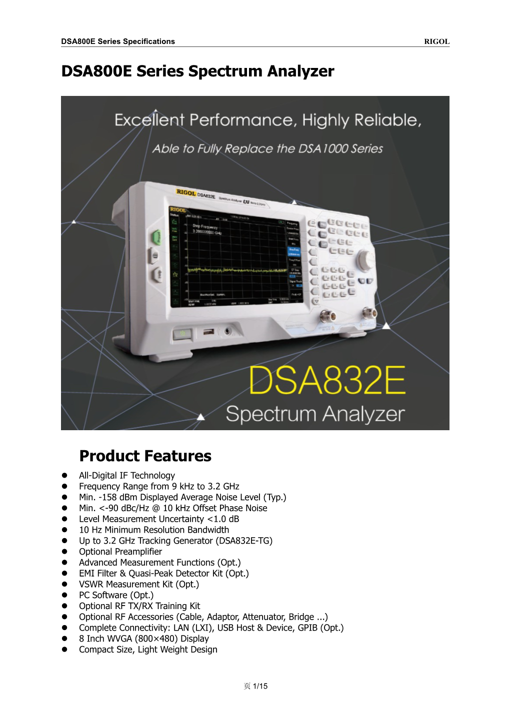 DSA800E Series Spectrum Analyzer