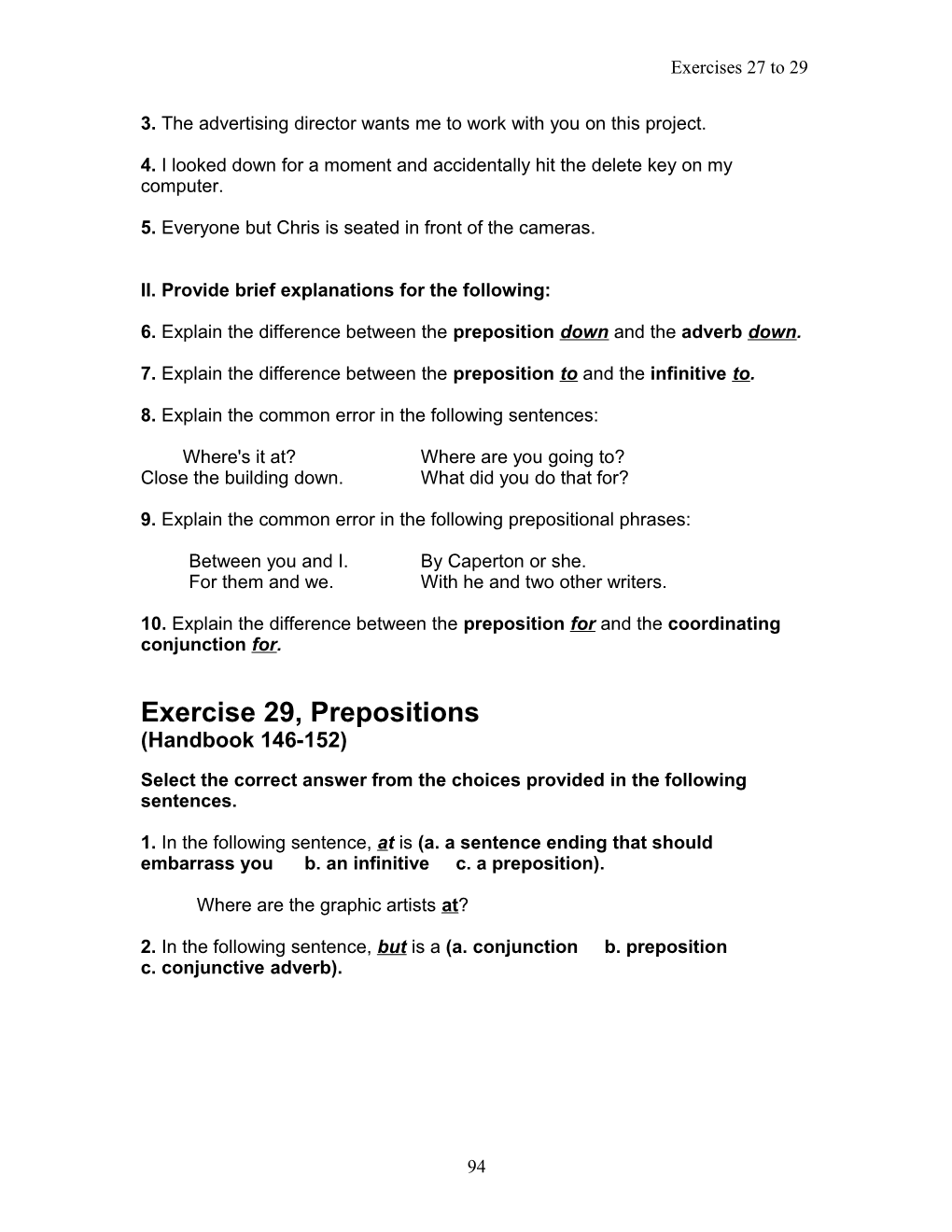 Exercise 27, Chapter 15, Prepositions