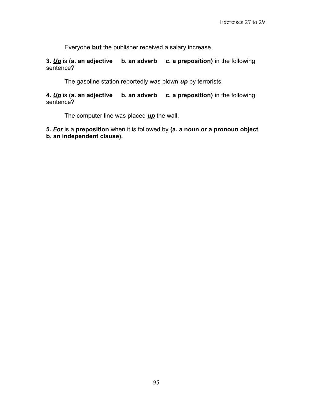 Exercise 27, Chapter 15, Prepositions