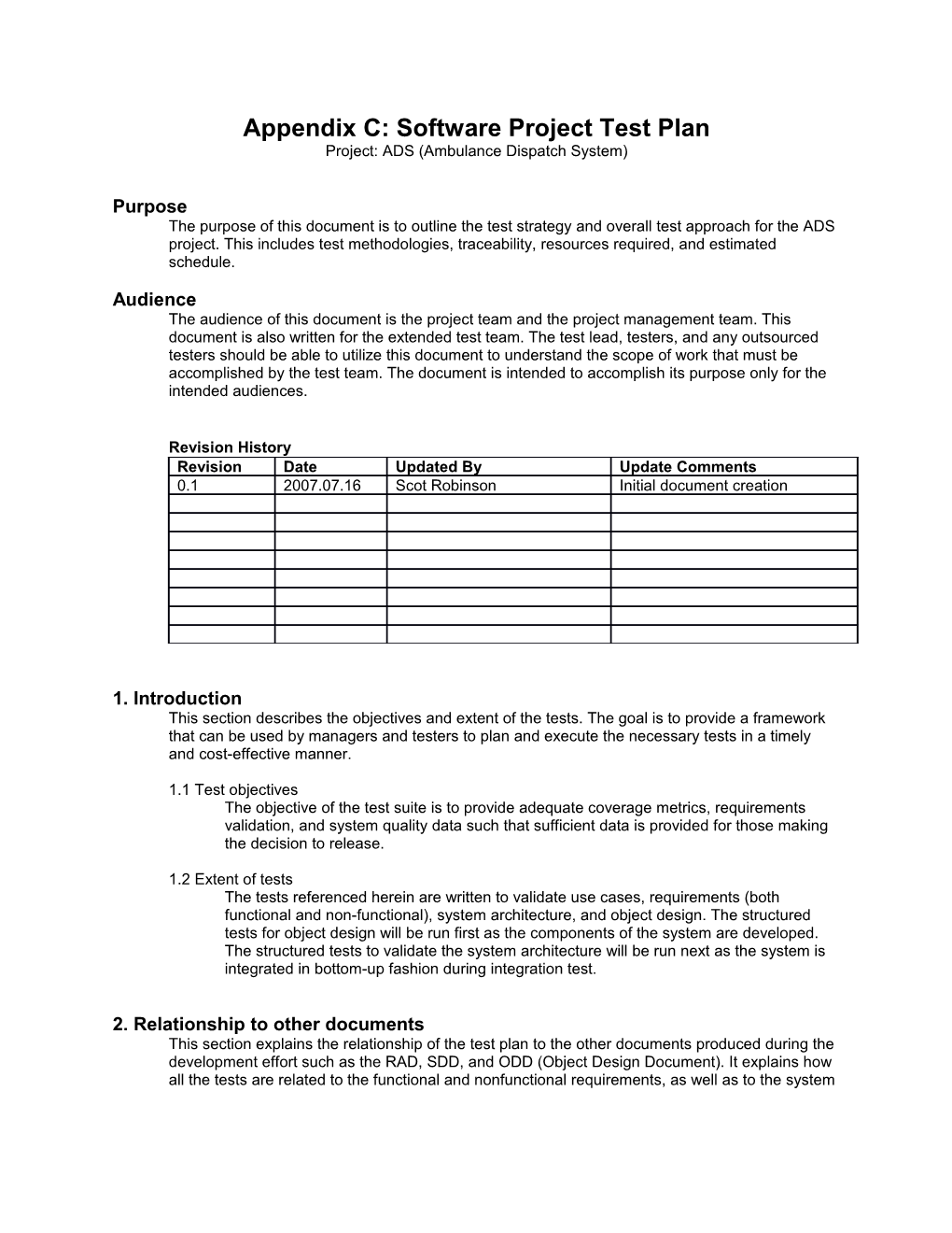 Software Project Test Plan