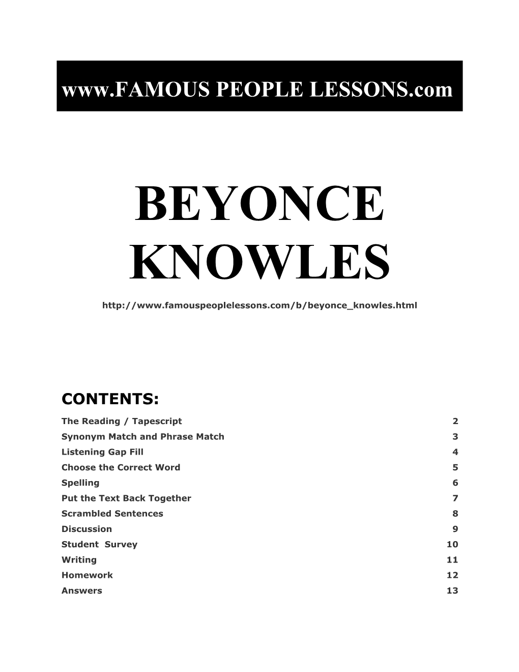 Famous People Lessons - Beyonce Knowles