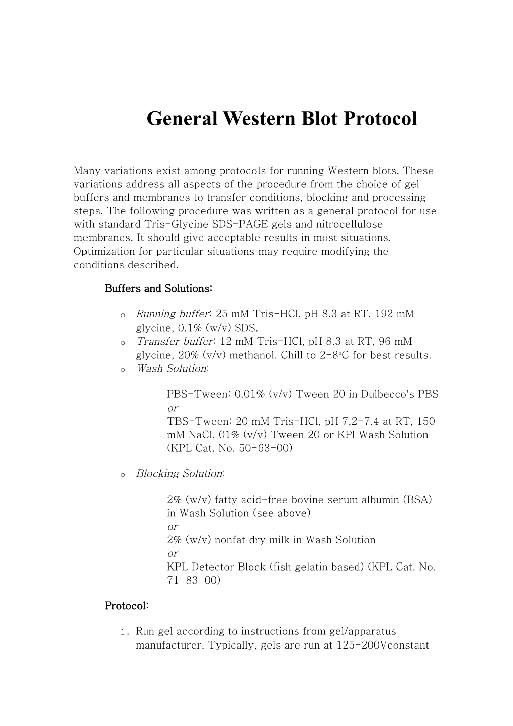 Western Blot (General)