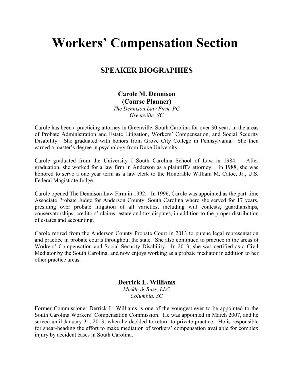 Workers Compensation Section