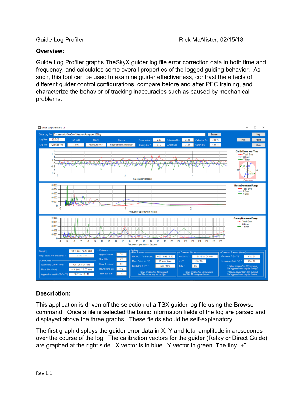 Guide Log Profiler Rick Mcalister, 02/15/18