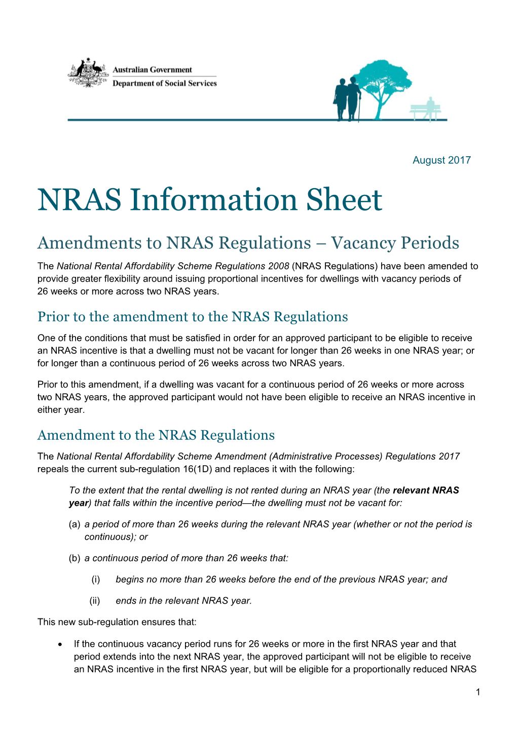 Amendments to NRAS Regulations Vacancy Periods