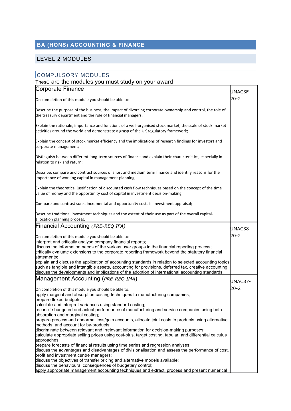 BA (Hons) Accounting & Finance