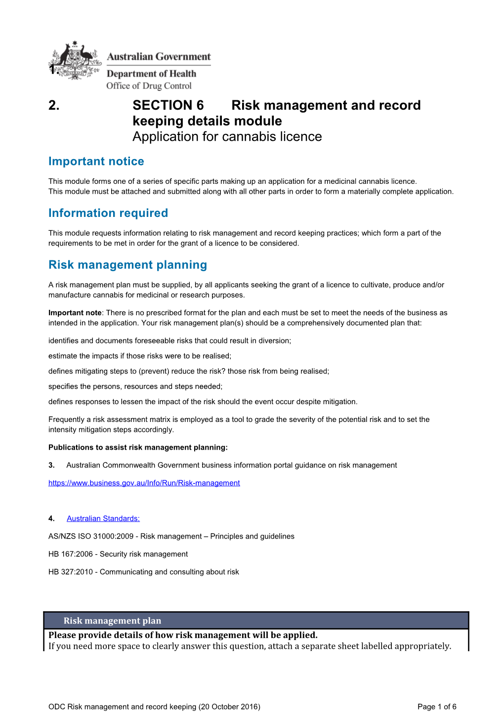 SECTION 6 Risk Management and Record Keeping Details Module