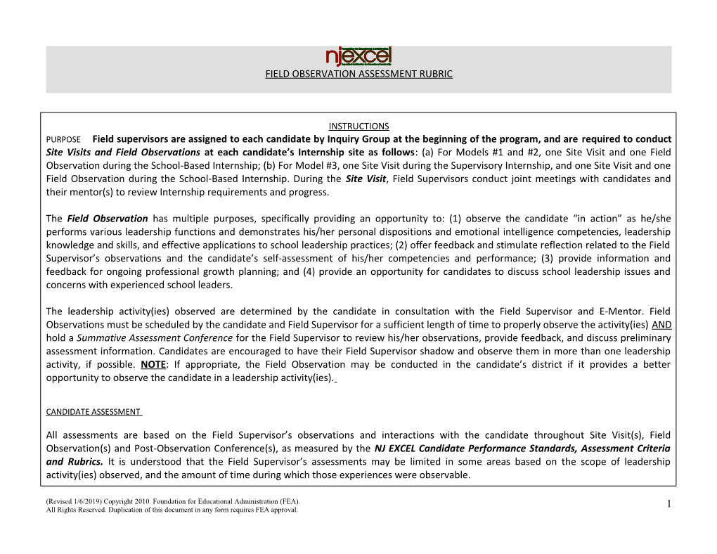 Field Observation Assessment Report