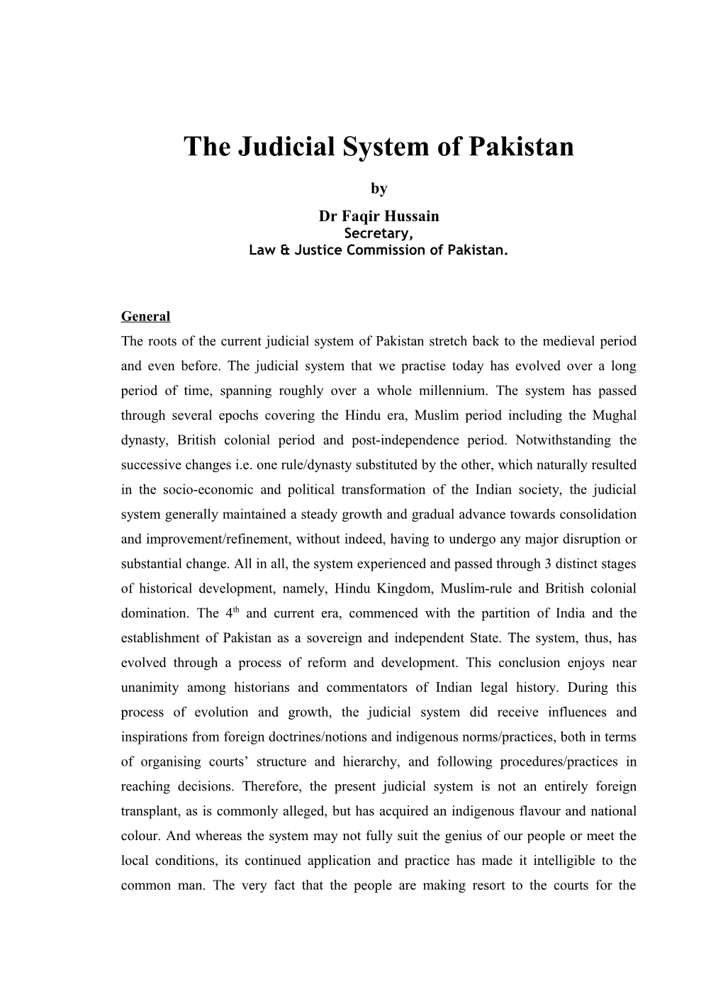 The Judicial System of Pakistan