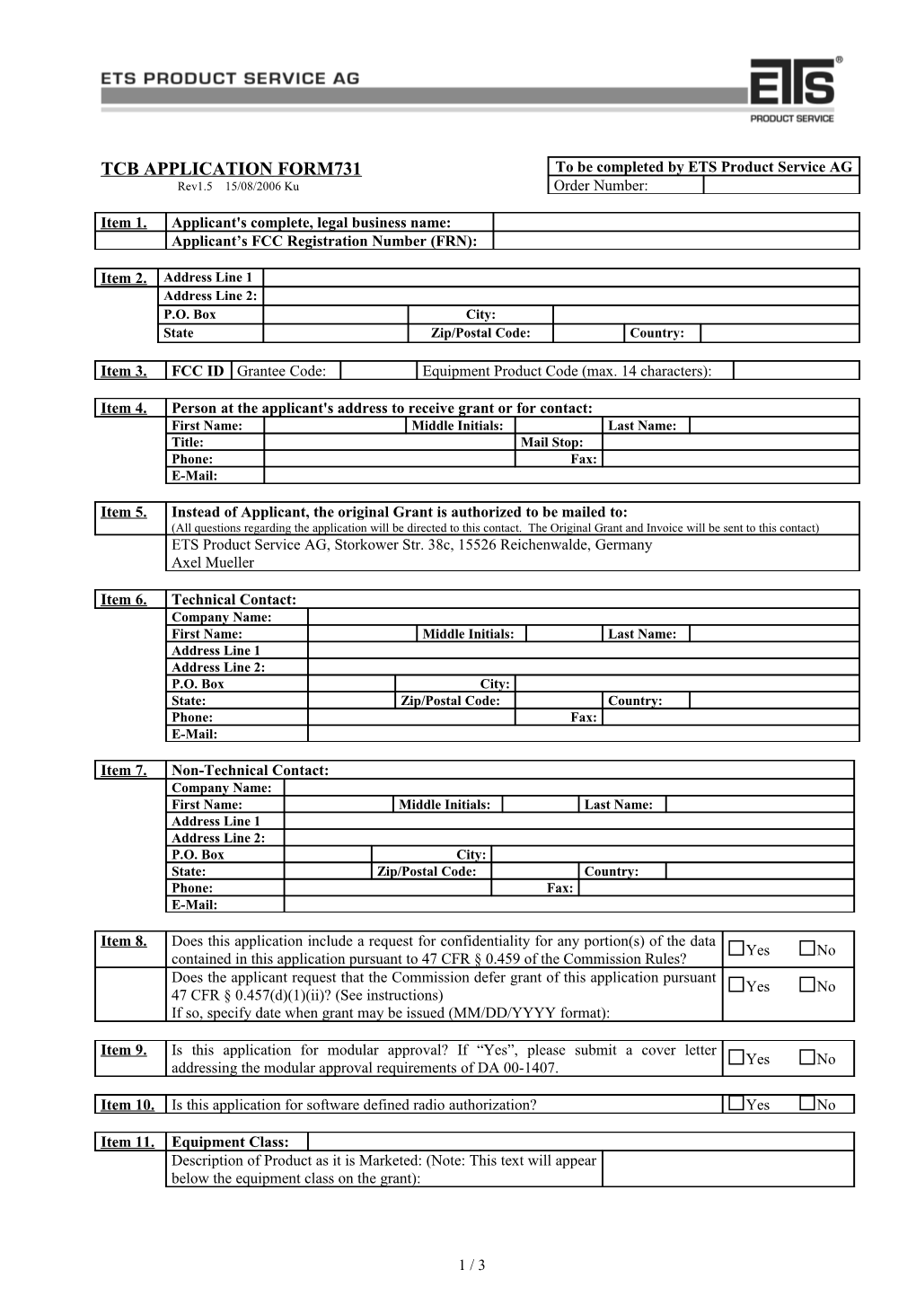 Tcb Application Form 731