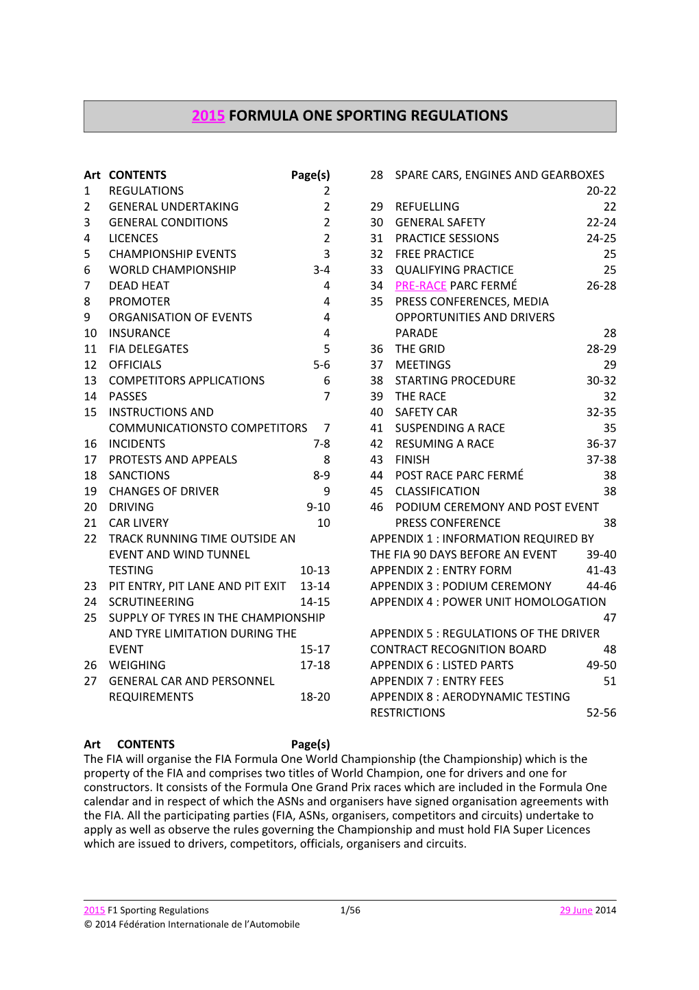 Draft 1999 F1 Sporting Regulations