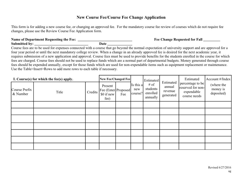 Course Fee Application