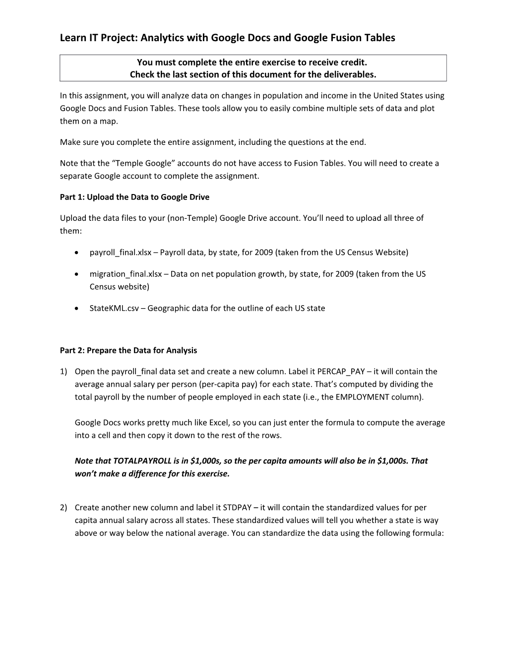 Learn IT Project: Analytics with Google Docs and Google Fusion Tables