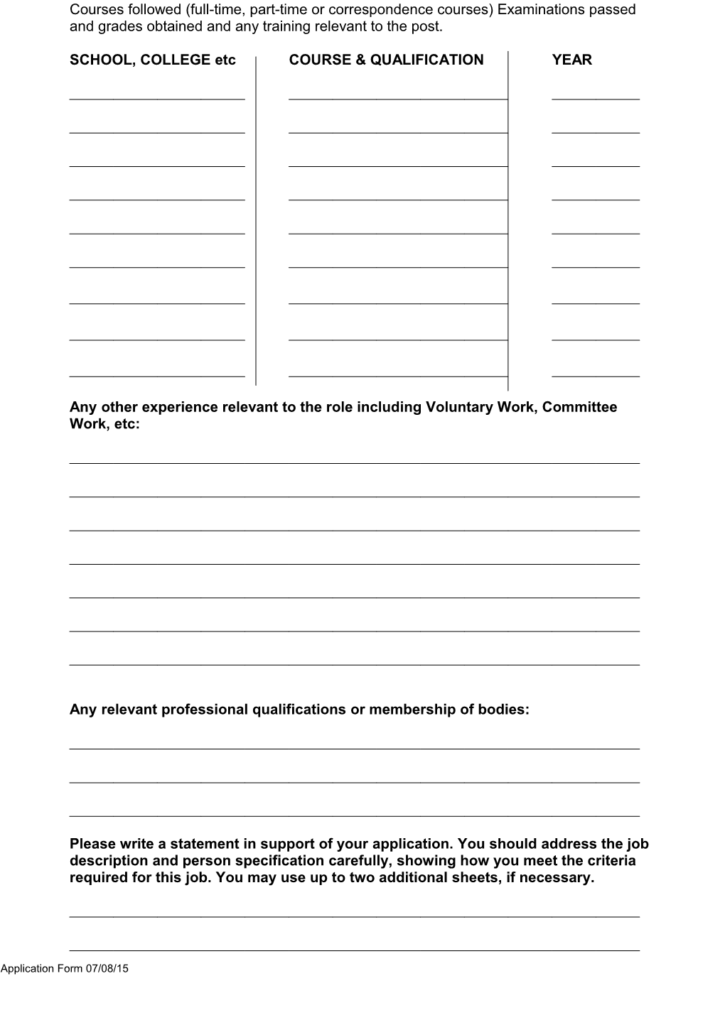 Application Form 07/08/15