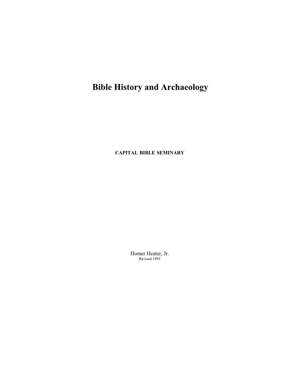 Bible History and Archaeology