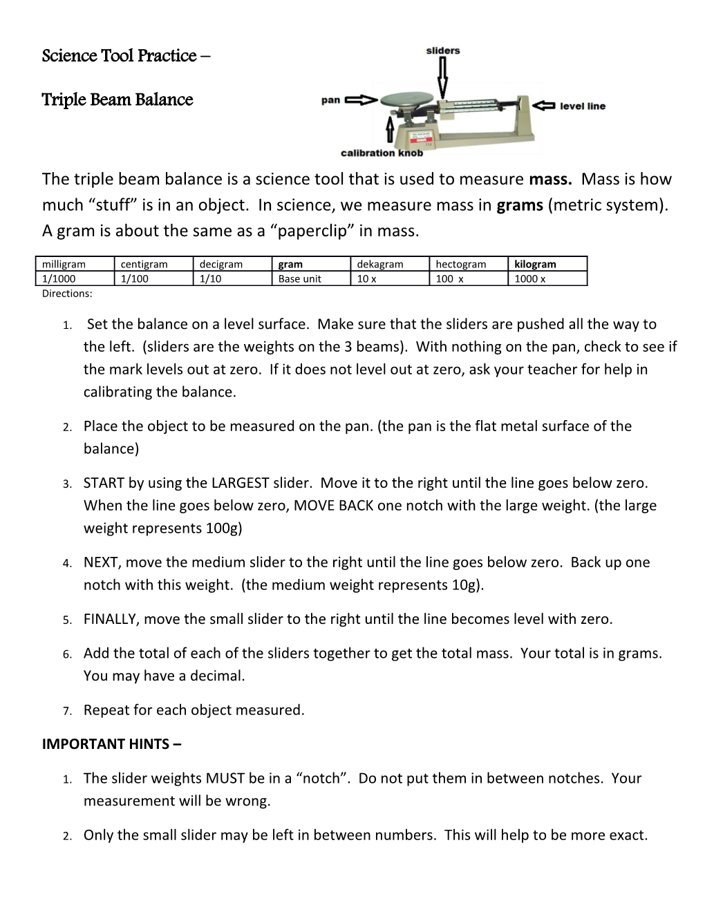 Triple Beam Balance