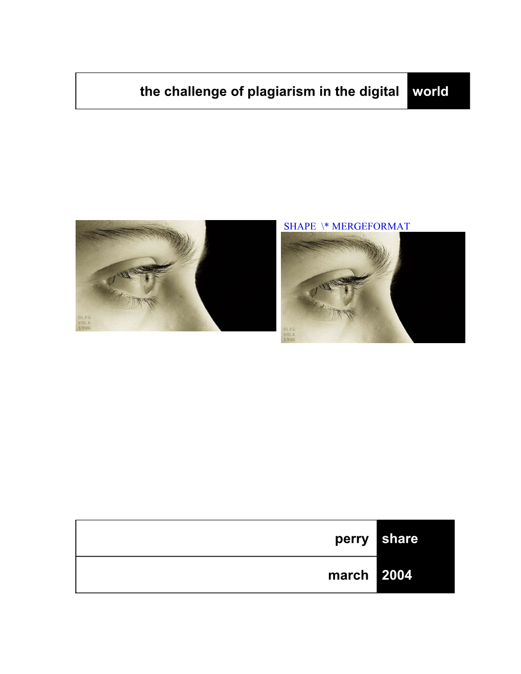 The Challenge of Plagiarism in the Digital World: the Institute of Technology Response