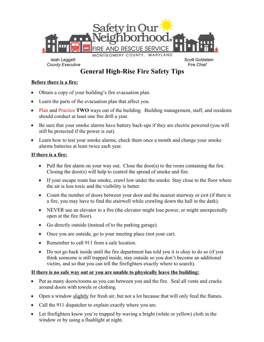 General High-Rise Fire Safety Tips