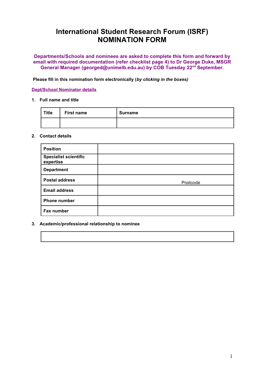 International Student Research Forum (ISRF)