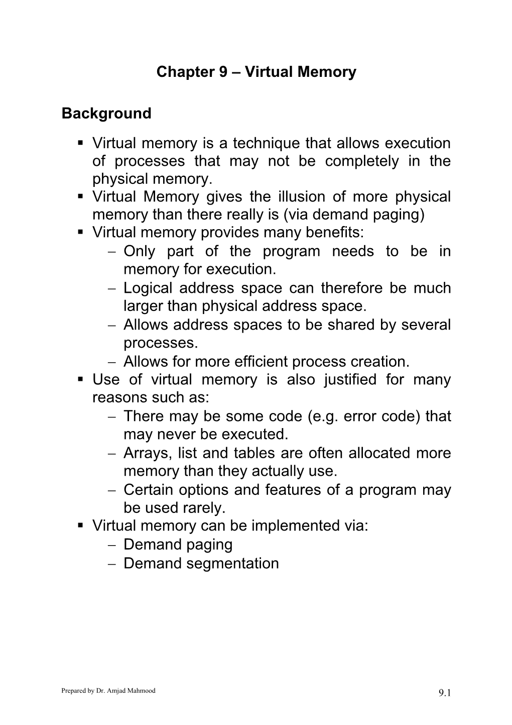 Chapter 9 Virtual Memory