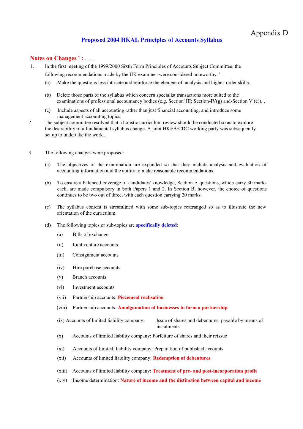 Proposed 2004 HKAL Principles of Accounts Syllabus