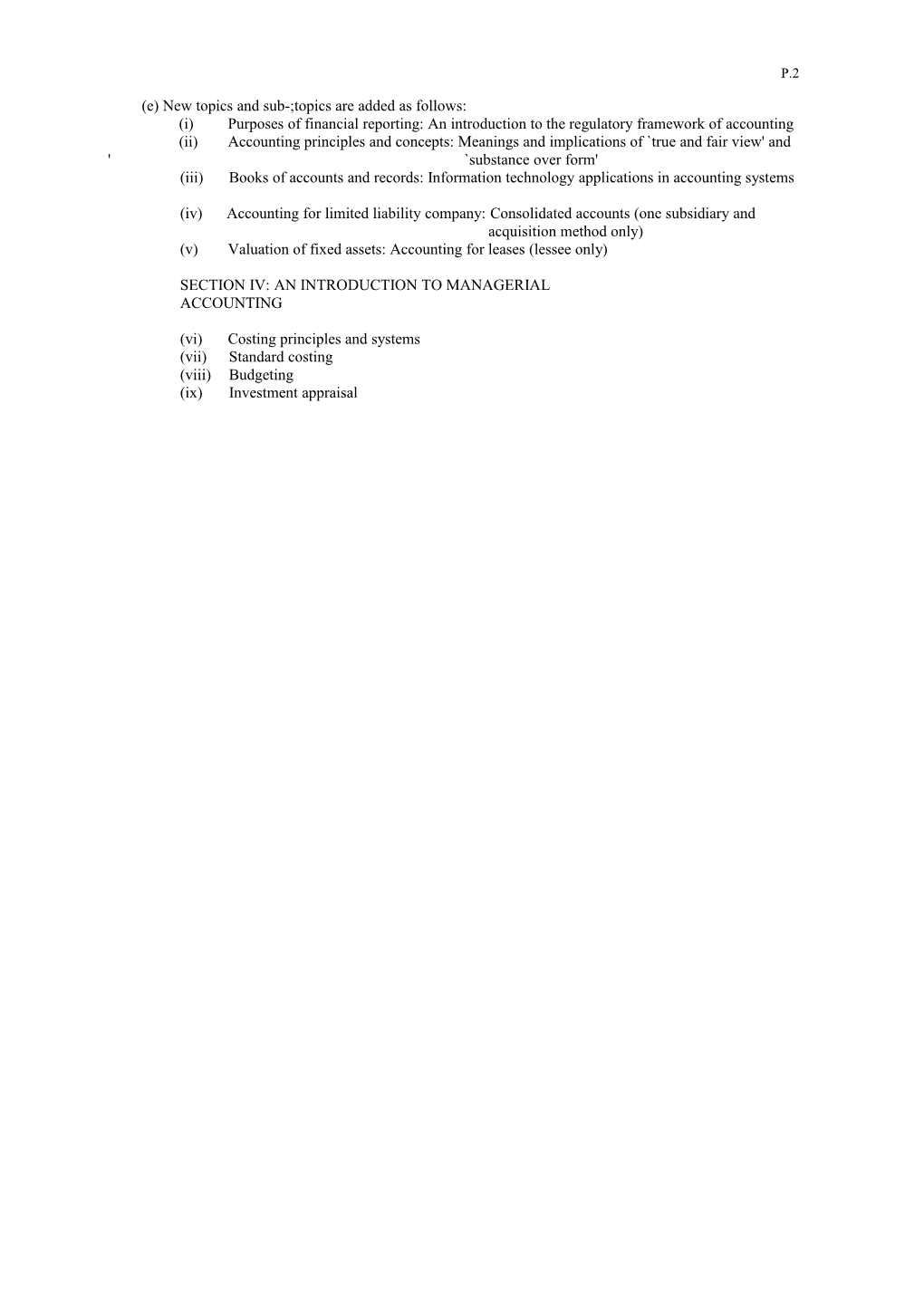 Proposed 2004 HKAL Principles of Accounts Syllabus