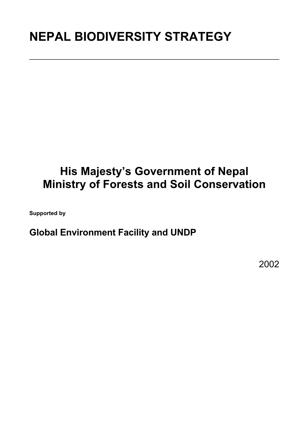 CBD Strategy and Action Plan - Nepal (English Version)
