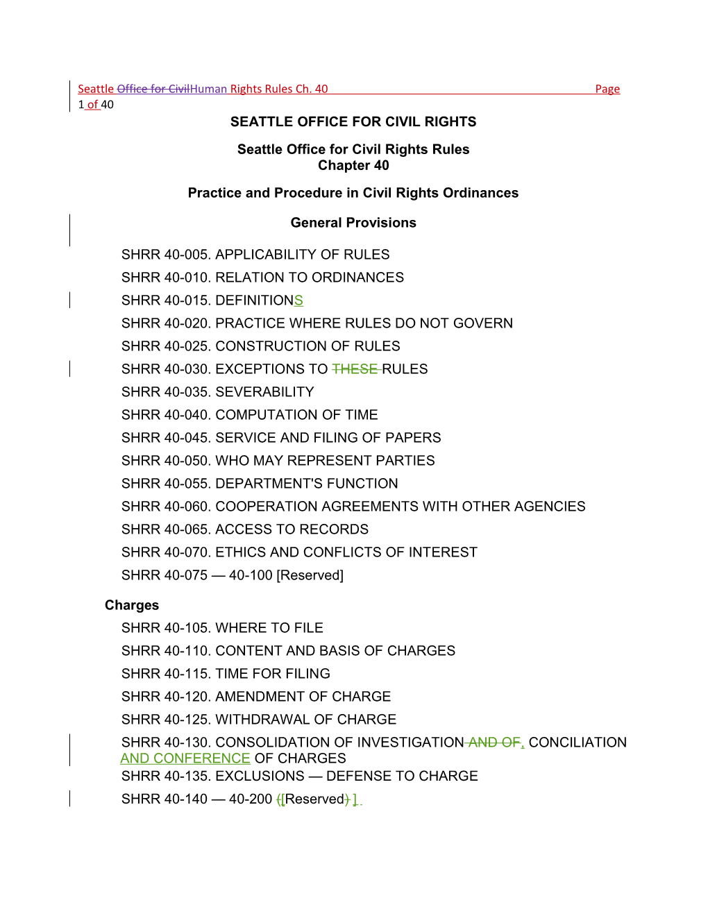 Seattle Human Rights Rules, Chapter 40