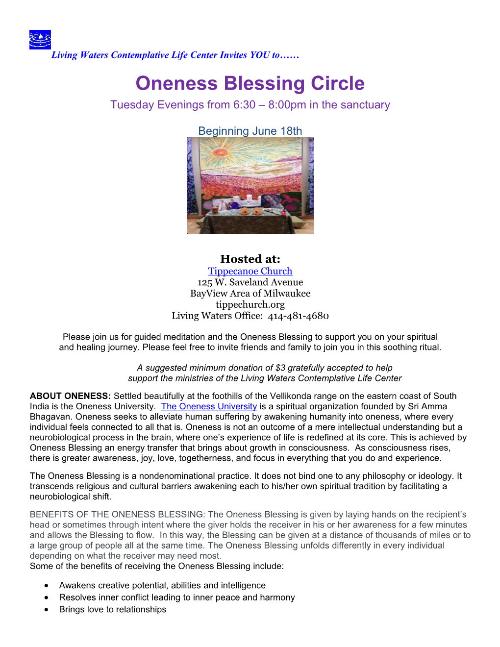 Oneness Blessing Circle