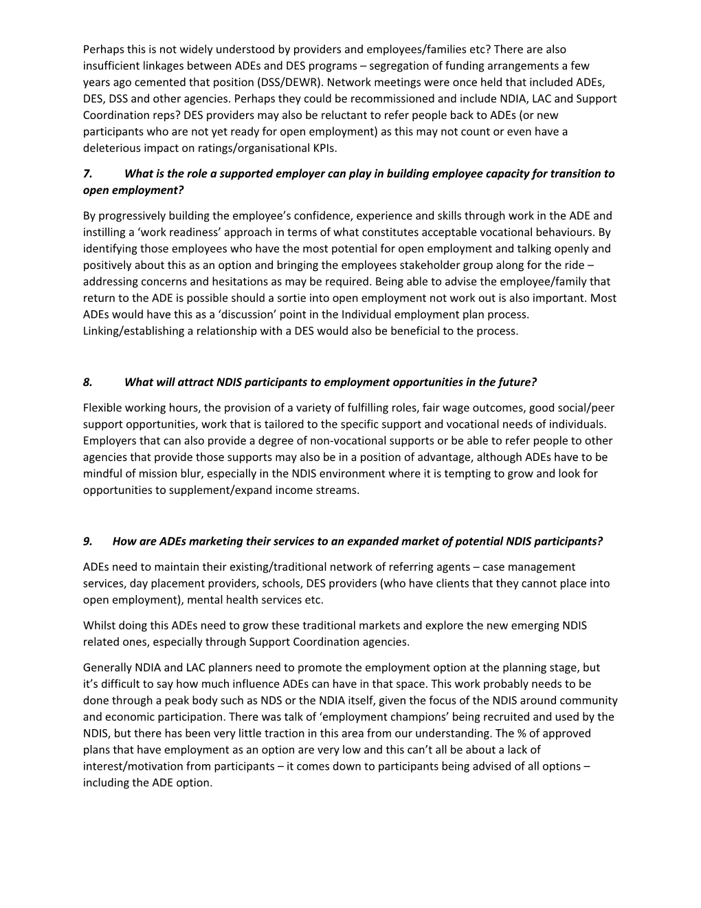 Ability Works Australia S Response to Questions Posed in the Discussion Paper March 2018