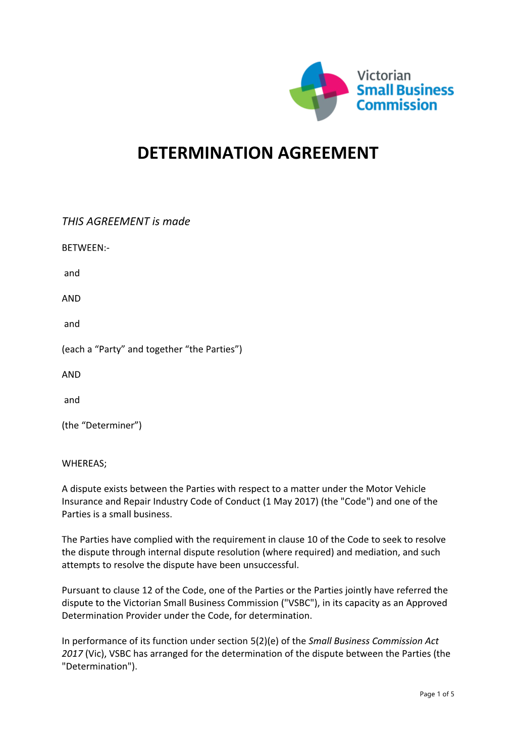 Determination Agreement