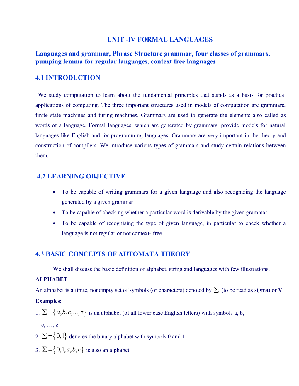 Unit -Iv Formal Languages