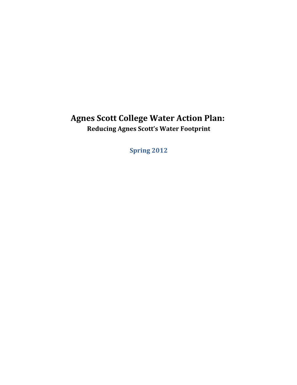Agnes Scott College Water Action Plan
