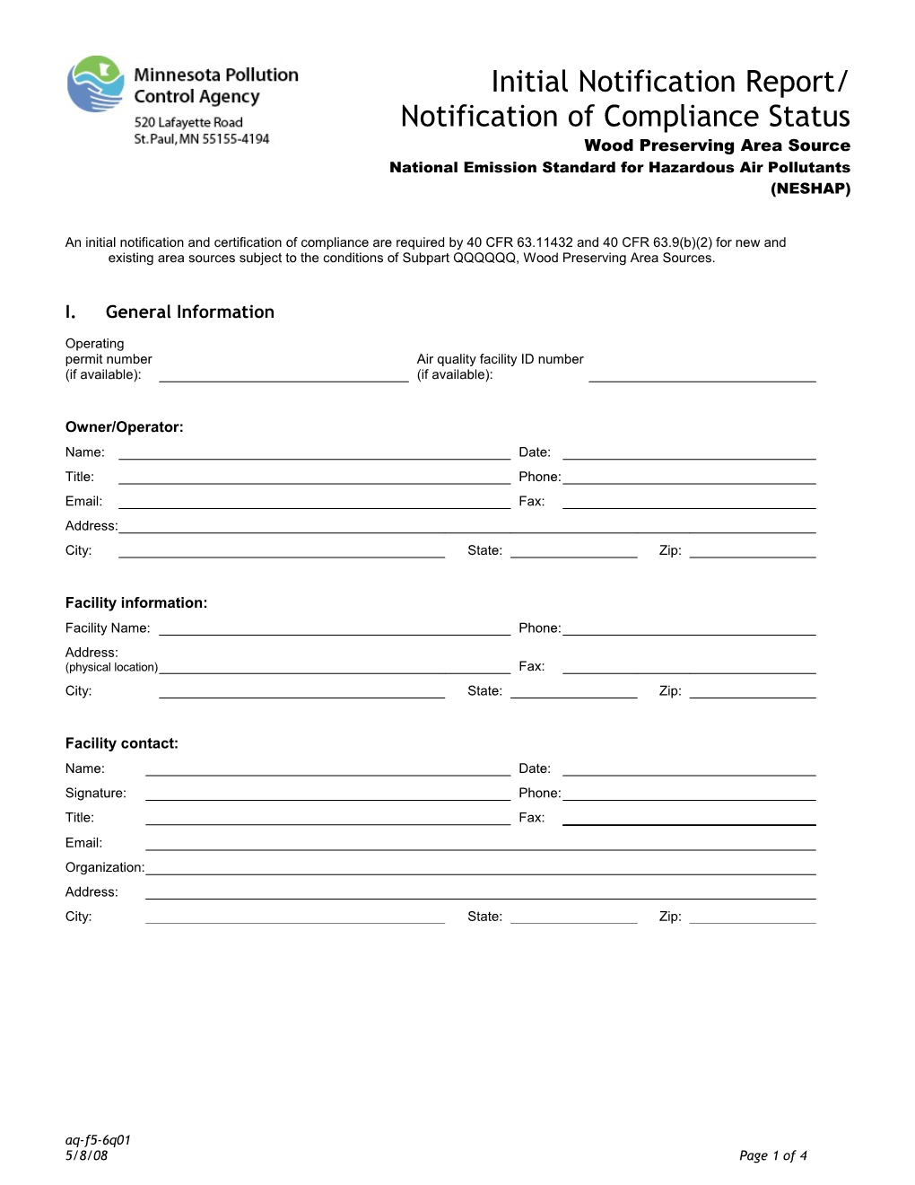 Initial Notification Report Form