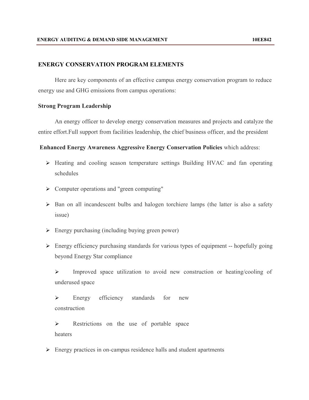 Energy Conservation Program Elements