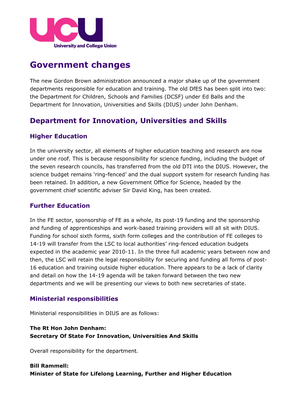 Department for Innovation, Universities and Skills