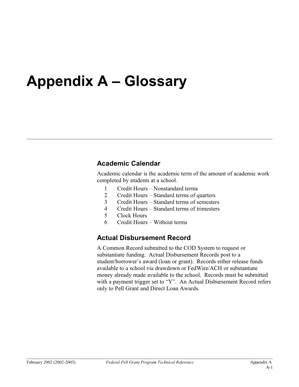 Appendix a Glossary