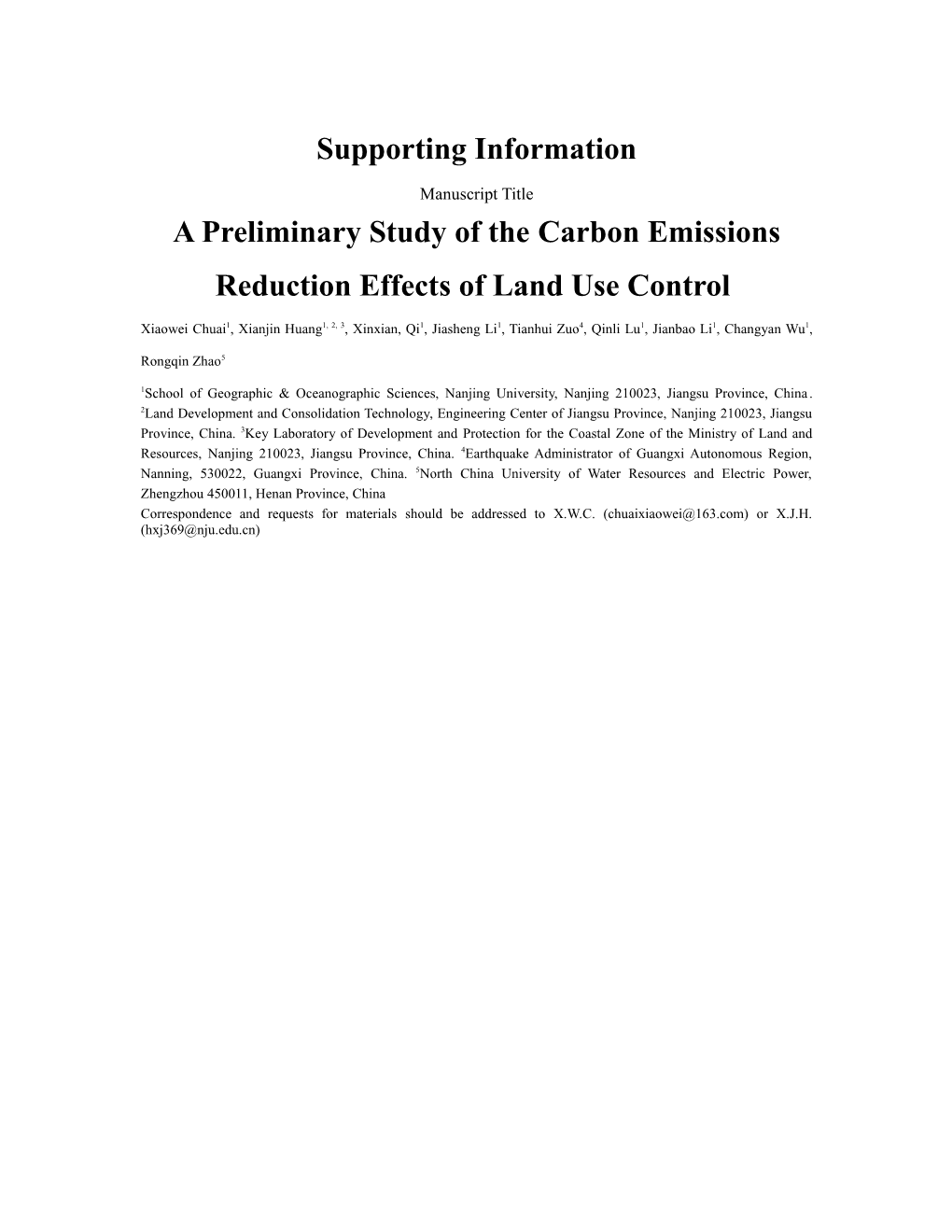 A Preliminary Study of the Carbon Emissions Reduction Effectsof Land Use Control