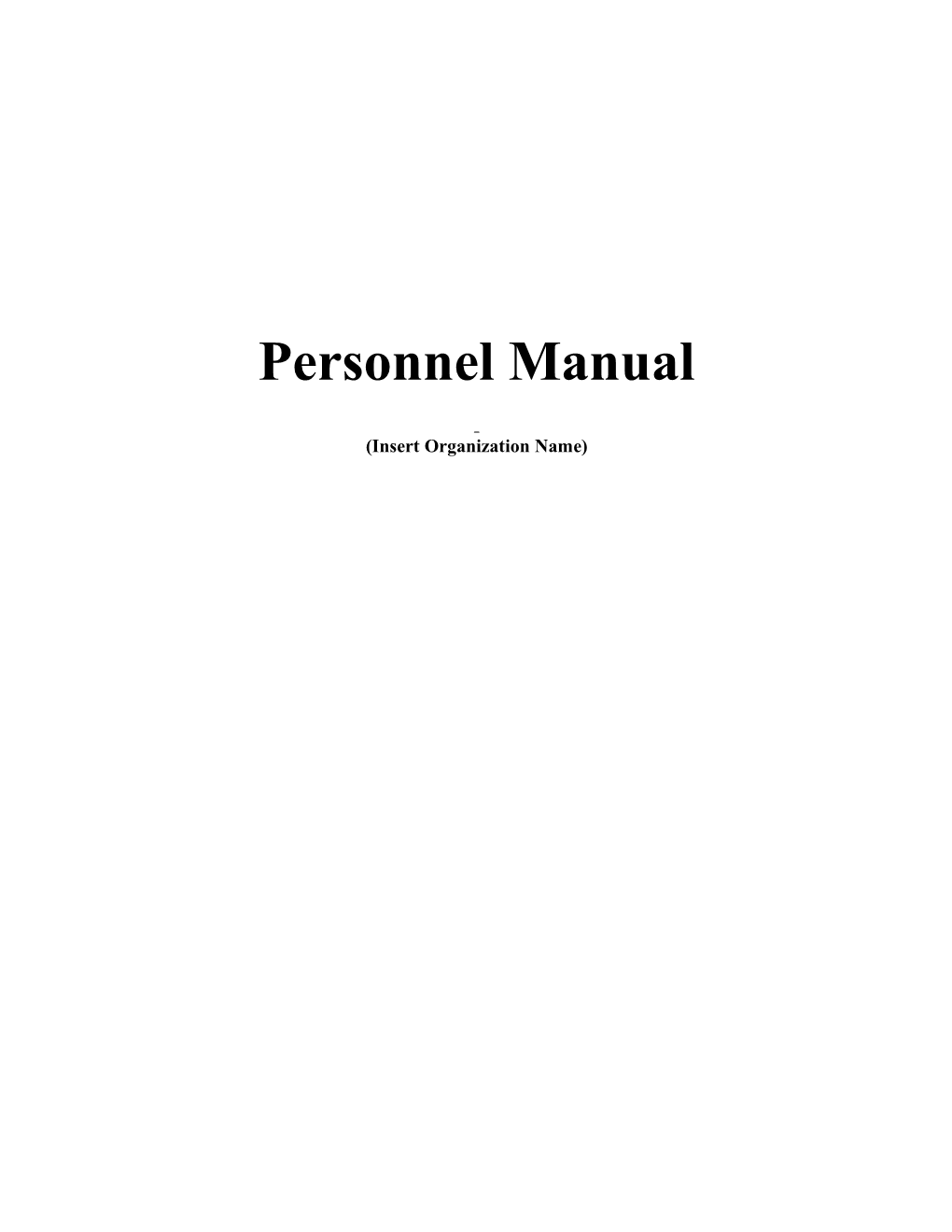 Personnel Manual