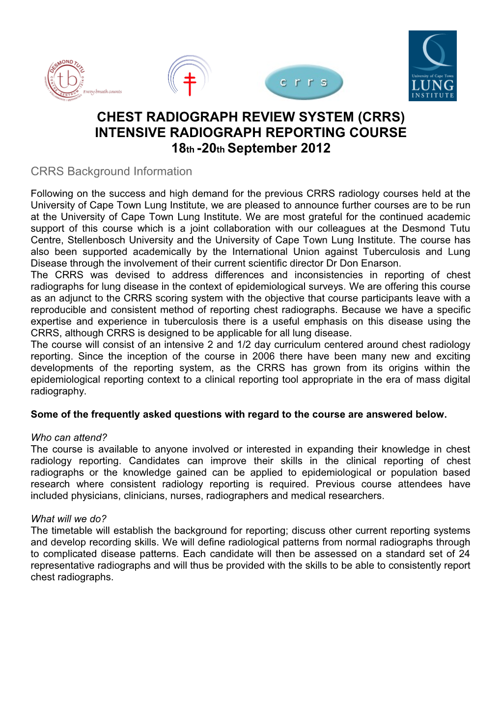 Chest Radiograph Review System (Crrs)