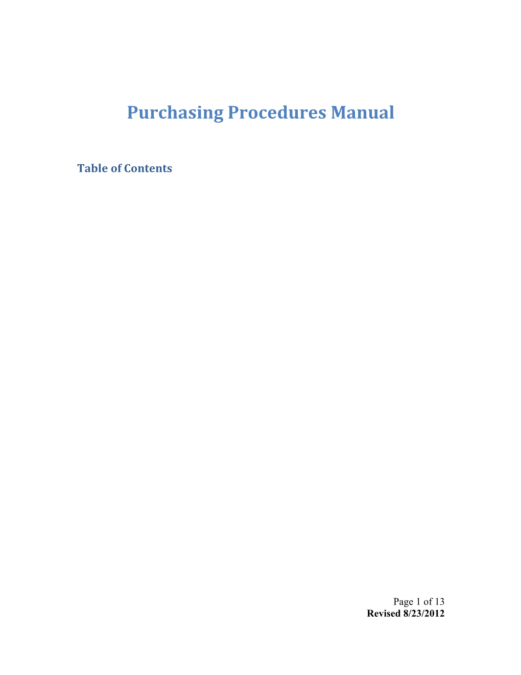 Purchasing Procedures Manual